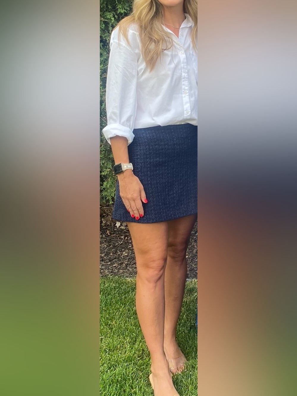 Abercrombie & Fitch Navy Tweed Mini Skort